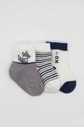 Nessiworld Bistyle 3-Pack Combed Cotton Ankle Socks BS10109 Gray